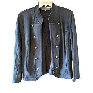 Tommy Hilfiger Navy Jacket Military Band Style Sky Captain Metal Buttons Sz XL